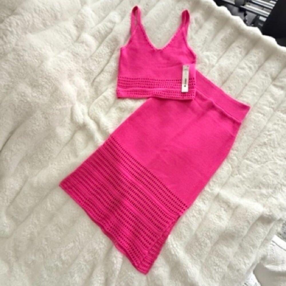 AQUA Knit 2pc pink Size Small